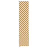 Brown and beige checkerboard pattern kurzer tischläufer (Vorderseite)