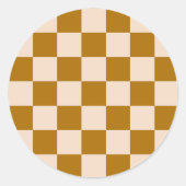 Brown and beige checkerboard pattern runder aufkleber (Vorderseite)