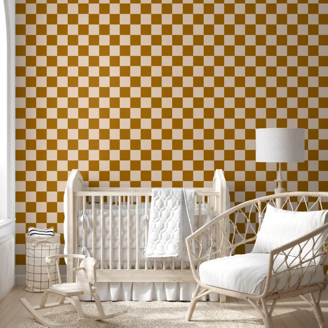 Brown and beige checkerboard pattern tapete (Kinder)