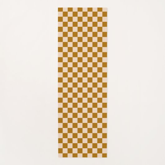 Brown and beige checkerboard pattern yogamatte (Vorderseite)