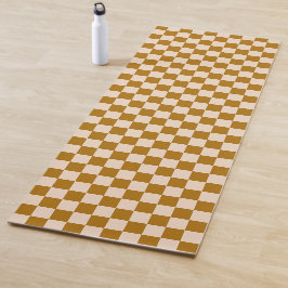 Brown and beige checkerboard pattern yogamatte