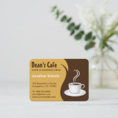 Brown and Beige Stylish Coffee Shop Café Grosses Visitenkarte (Stehend Vorderseite)
