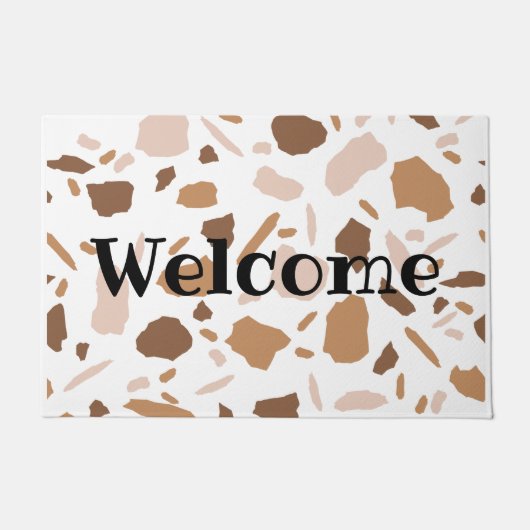 Brown and Beige Tan Terrazzo Fußmatte (Vorderseite)