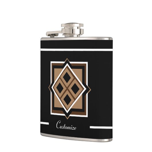 Brown and Black Pattern Vinyl Wrapped Flask Flachmann (Links)