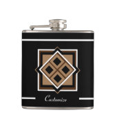 Brown and Black Pattern Vinyl Wrapped Flask Flachmann (Vorderseite)