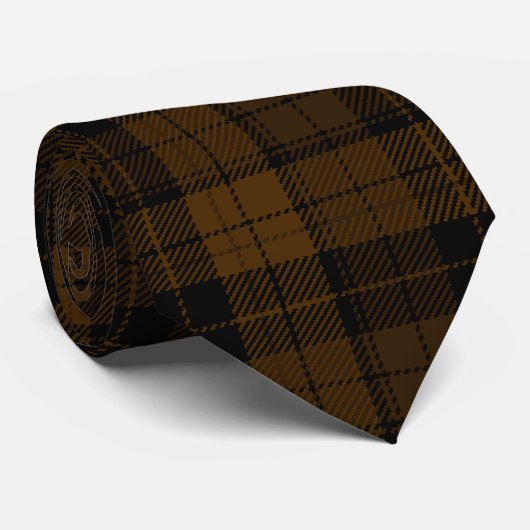 Brown and Black Rustic Scottish Tartan Pattern Krawatte (Gerollt)