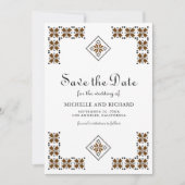Brown and Black Ukrainian Embroidery Wedding Save The Date (Vorderseite)