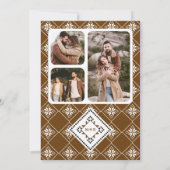 Brown and Black Ukrainian Embroidery Wedding Save The Date (Rückseite)