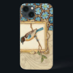Brown and Blue Bird Wir haben Branch Looking Up Case-Mate iPhone Hülle<br><div class="desc">Meagan Meagher is a talented abstract and designer. This painting contains many different,  neutral and vivid colors like teal-blue,  beige and light yellow. Frame around the bird adds hat Touch. Customize your favorite Zazzle product using this beautiful image.</div>