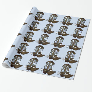 Brown and Blue Cowboy Boot Geschenkwrap Geschenkpapier