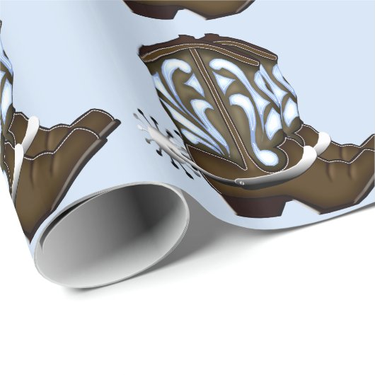 Brown and Blue Cowboy Boot Geschenkwrap Geschenkpapier (Rolleneckpunkt)