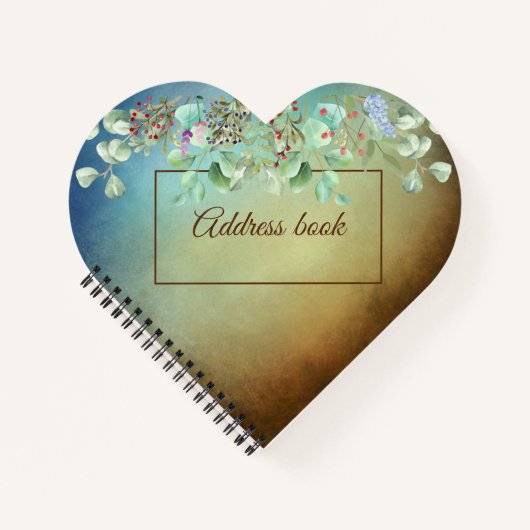 Brown and Blue Ombre Heart Address Book Notebook Notizblock (Vorderseite)