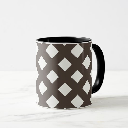 Brown and Cream Gingham Pattern Tasse (VorderseiteRechts)