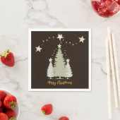 Brown and Gold Christmas Tree and Stars Paper Serviette (Beispiel)