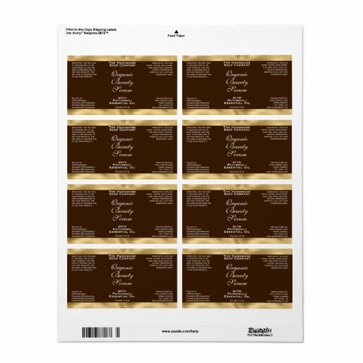 Brown and Gold Cosmetics Dropper Bottle Label (Vorne)