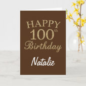 Brown and Gold Glitter 100th Birthday Card Karte (Gelbe Blume)