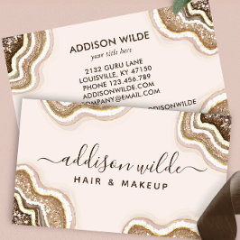 Brown and Gold Glitzer Agate Geode Business Card Visitenkarte