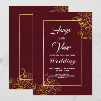 BROWN and Gold Peacock Indian Wedding Einladung