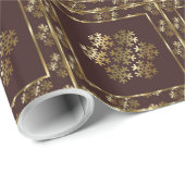 Brown and Gold Snowflake Holiday Wrapping Paper Geschenkpapier (Rolleneckpunkt)