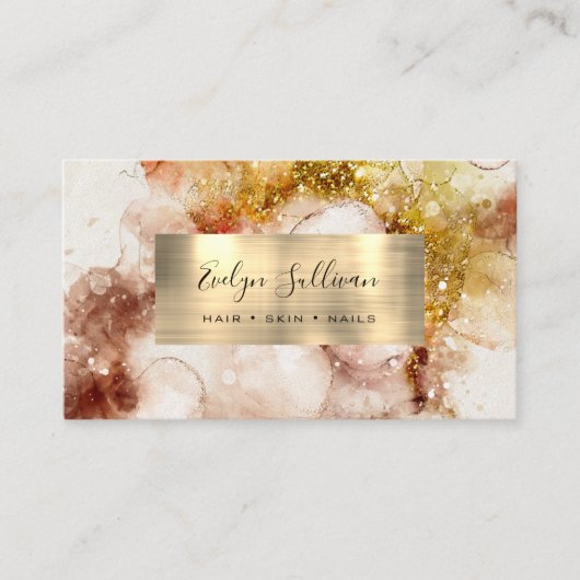 Brown and Gold Watercolor Business Card Visitenkarte (Vorderseite)