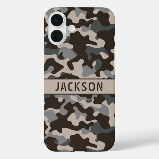 Brown and Gray Camouflage Personalized Case-Mate iPhone Hülle (Rückseite)