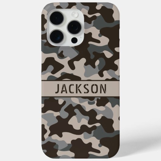 Brown and Gray Camouflage Personalized Case-Mate iPhone Hülle (Rückseite)