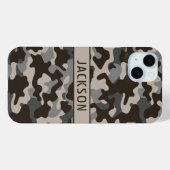 Brown and Gray Camouflage Personalized Case-Mate iPhone Hülle (Rückseite (Horizontal))