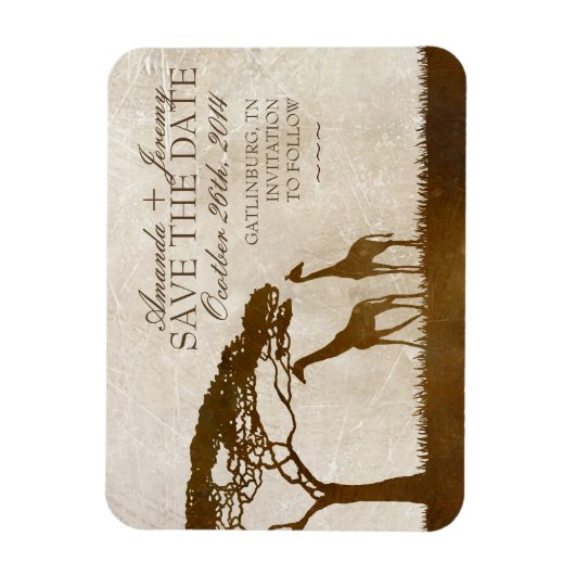 Brown and Ivory African Giraffe Save the Date Magnet (Vertikal)
