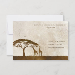 Brown and Ivory African Giraffe Wedding rsvp Karte