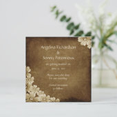 Brown and Ivory Floral Save the Date (Stehend Vorderseite)