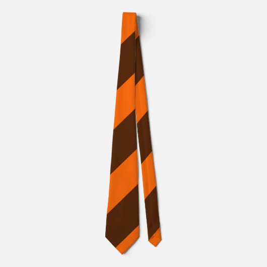 Brown and Orange Broad Regimental Stripe Krawatte (Vorderseite)