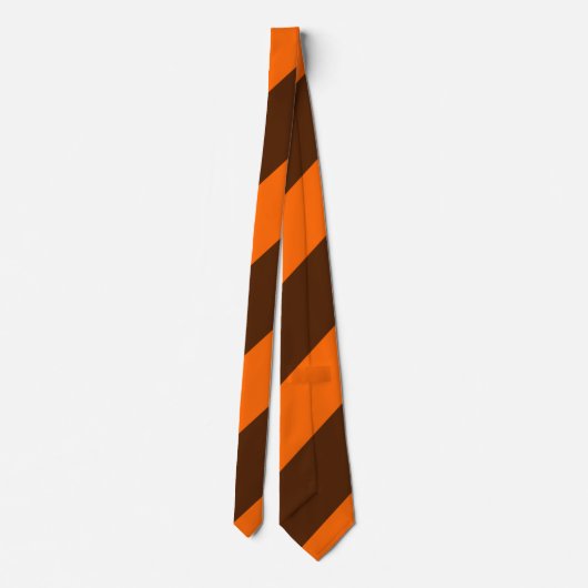 Brown and Orange Broad Regimental Stripe Krawatte (Rückseite)
