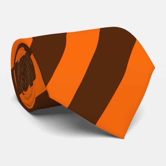 Brown and Orange Regimental Stripe Tie Krawatte (Gerollt)
