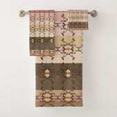 Brown And Peach Stripe Badhandtuch Set (Insitu)