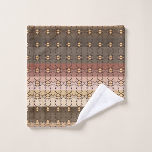 Brown And Peach Stripe Badhandtuch Set (Waschlappen)