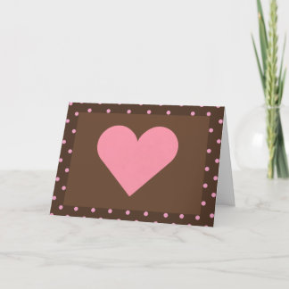 Brown and Pink Framed Heart Feiertagskarte