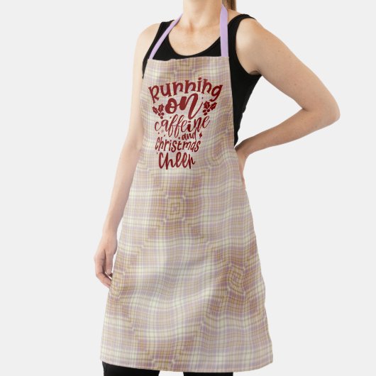 Brown and Purple Plaid Running on Cheer Christmas Schürze (InSitu)