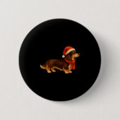 Brown And Tan Christmas Dachshund Santa Hat  Button (Vorderseite)