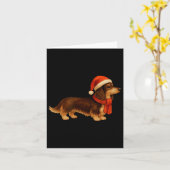 Brown And Tan Christmas Dachshund Santa Hat Karte (Gelbe Blume)