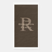 Brown and Tan Name Mit Monogramm Paper Handtuch Serviette (Vorderseite)