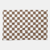 Brown and White Checkered Kittuch Geschirrtuch (Horizontal)