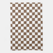 Brown and White Checkered Kittuch Geschirrtuch (Vertikal)