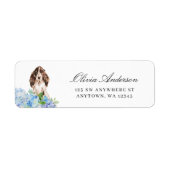 Brown and White Cocker Spaniel Blue Hydrangea (Vorne)