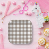 Brown and White Dainty Buffalo Check Pappteller (Party)