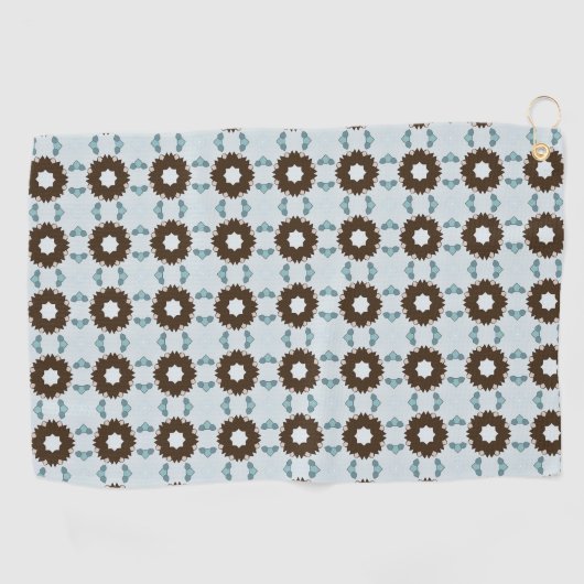 Brown and white flowers geometric patterned  golfhandtuch (Horizontal)
