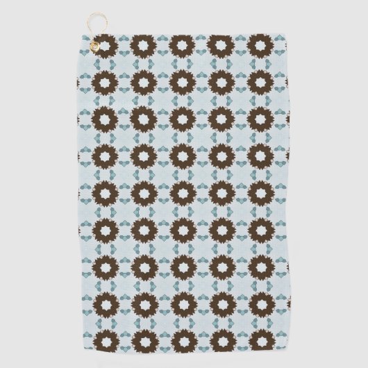 Brown and white flowers geometric patterned golfhandtuch (Vorderseite)