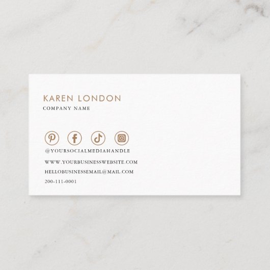 Brown and White Minimalistisch Financial Advisor Visitenkarte (Rückseite)