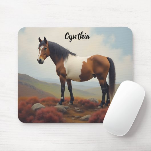 Brown and White Shetland Pony Mousepad (Mit Mouse)