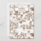 Brown and White Toile de Jouy Brautparty Einladung (Rückseite)