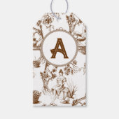 Brown and White Toile de Jouy Brautparty Geschenkanhänger (Vorderseite)